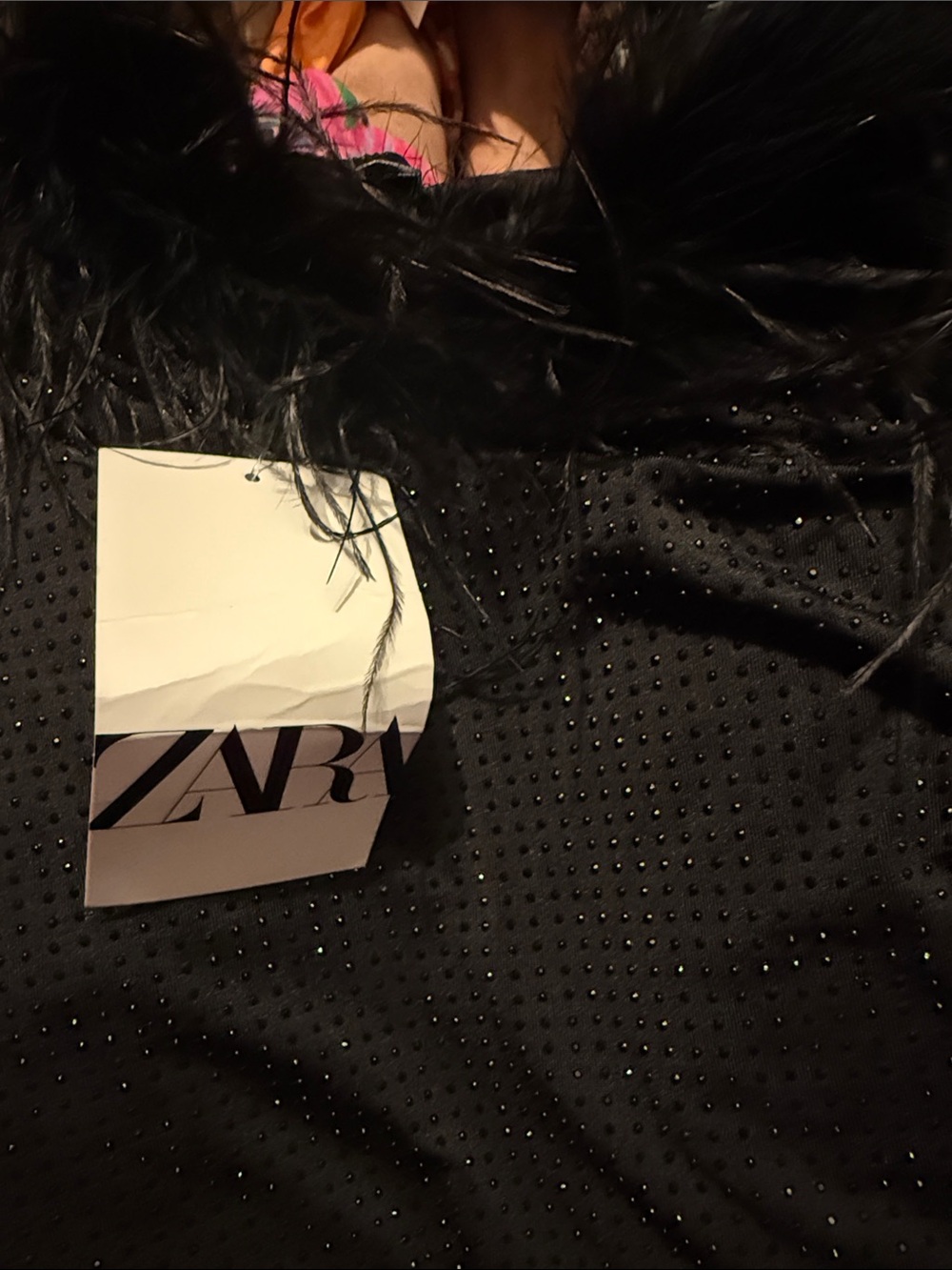 Zara Black Feather-Trim Mini Dress - Picture 8 of 9